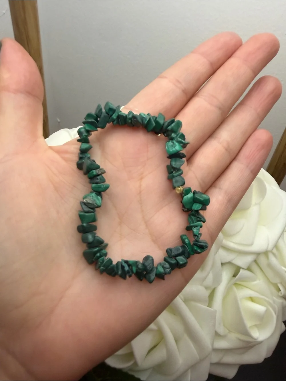 Green Chip Stone Stretch Bracelet - Unbranded
